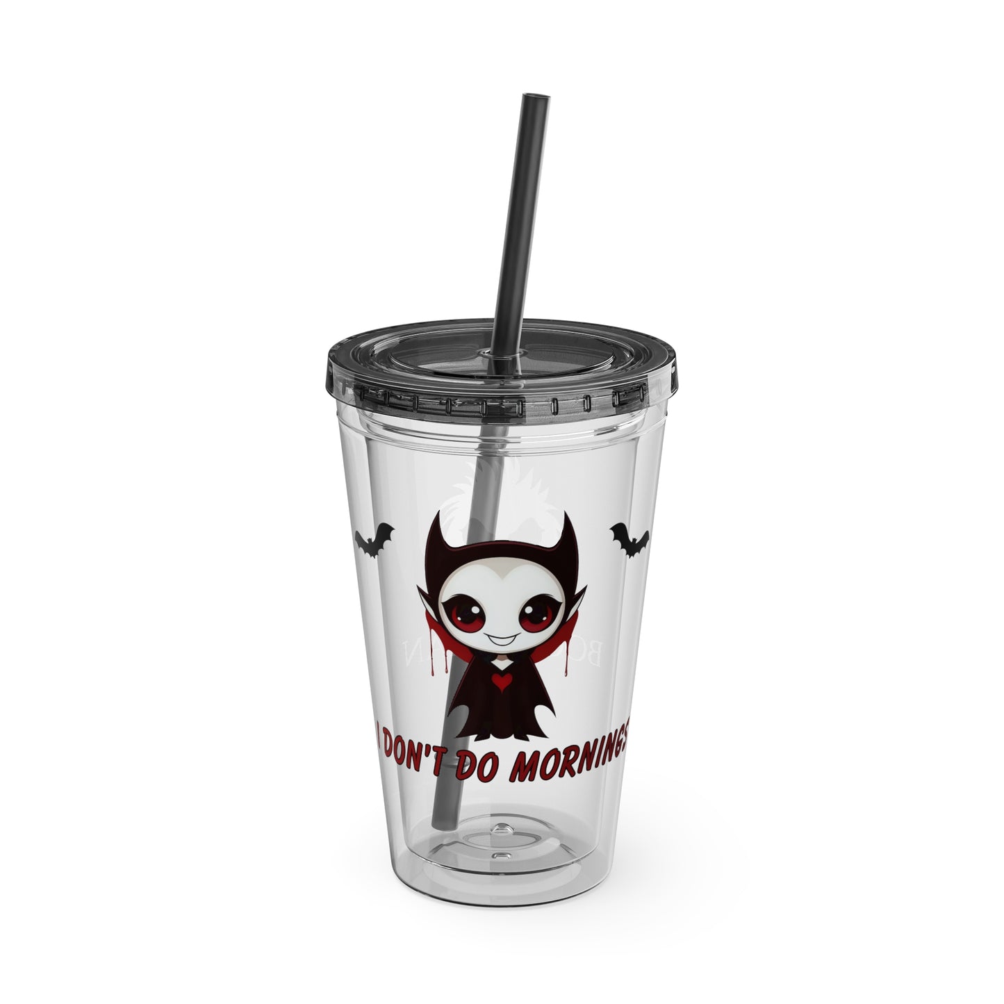 I Don't Do Mornings Tumbler with Straw, 16oz