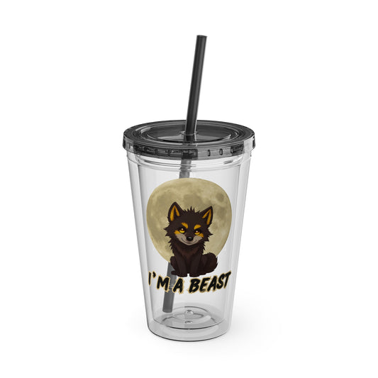 I'm A Beast Tumbler with Straw, 16oz