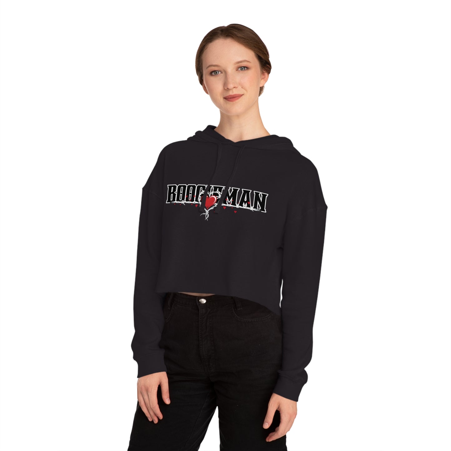 Tortured Heart Cropped Hooded Sweatshirt