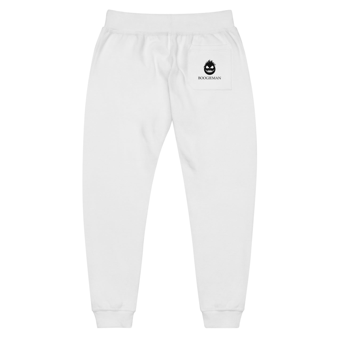 Boogieman (white) silver outline fleece sweatpants