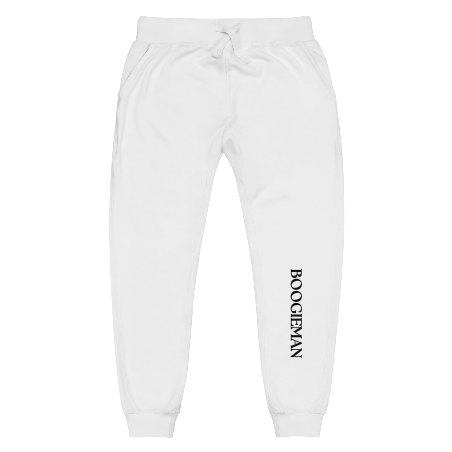 Boogieman (white) silver outline fleece sweatpants