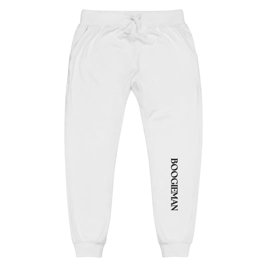 Boogieman (white) silver outline fleece sweatpants