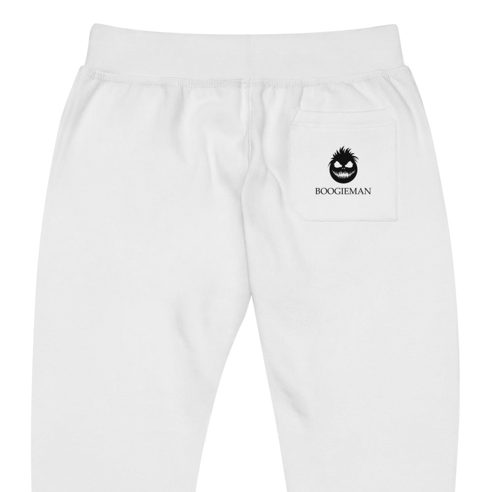 Boogieman (white) silver outline fleece sweatpants